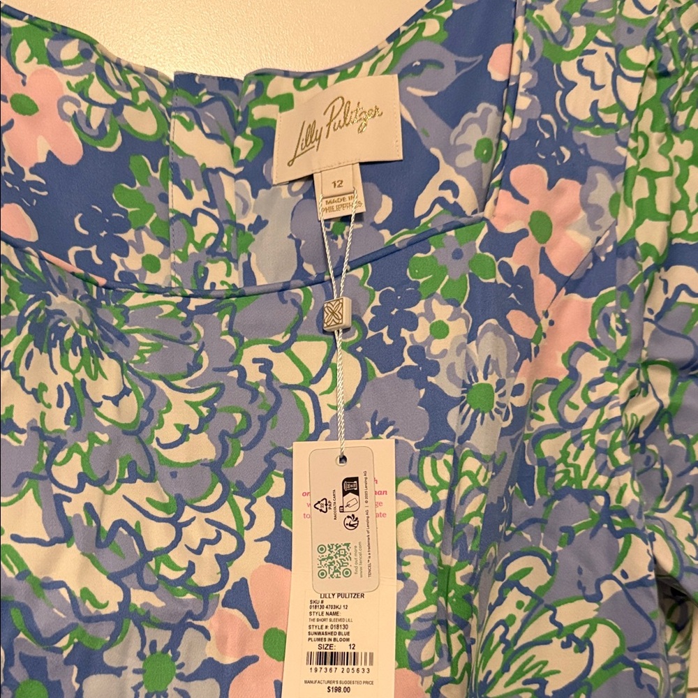 Lilly Pulitzer Short Sleeved Blue Floral Mini Dress - Picture 2 of 4